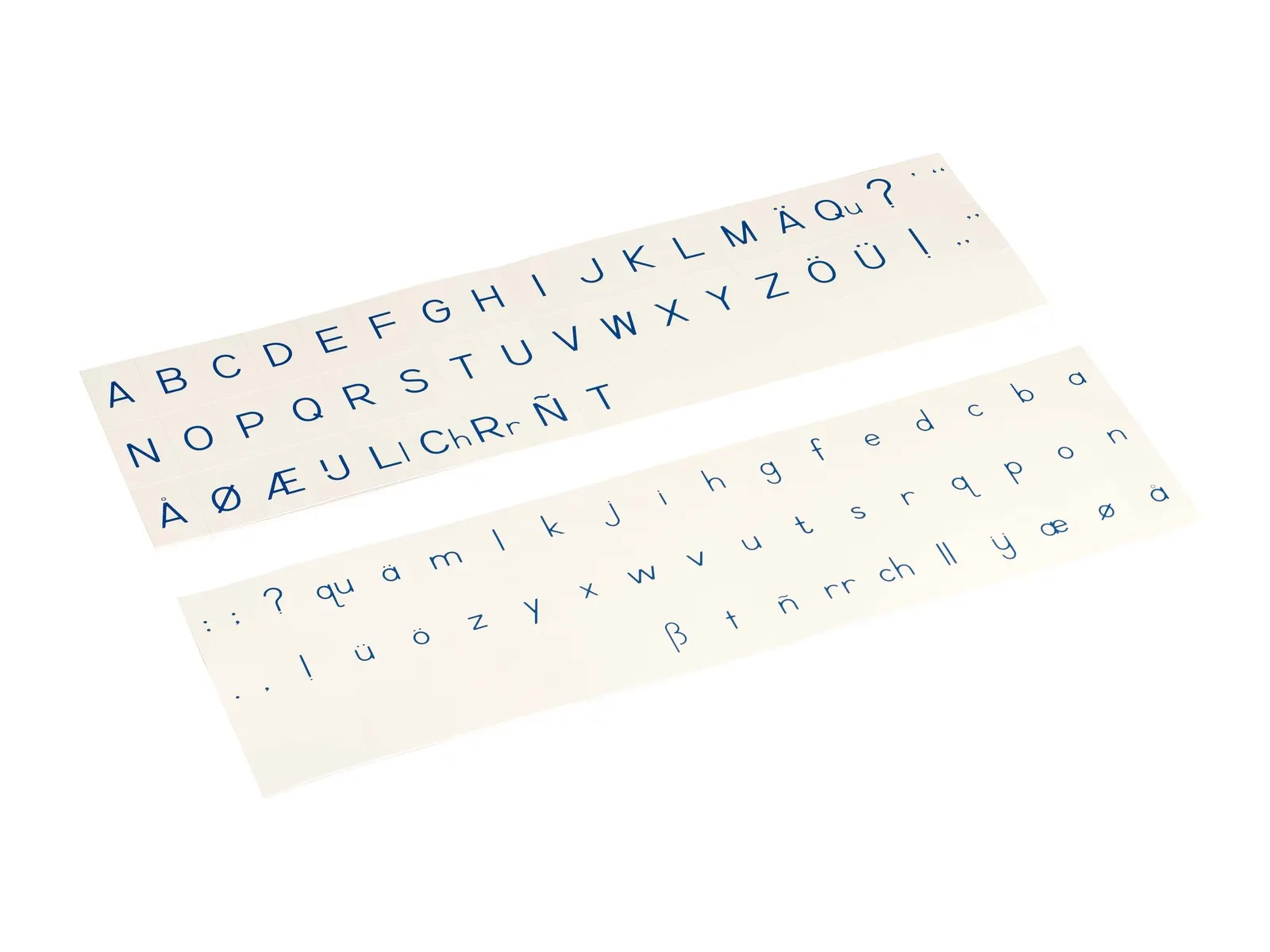 Gedrucktes Alphabet: Internationale Druckschrift: Blau: Foto des Herstellers