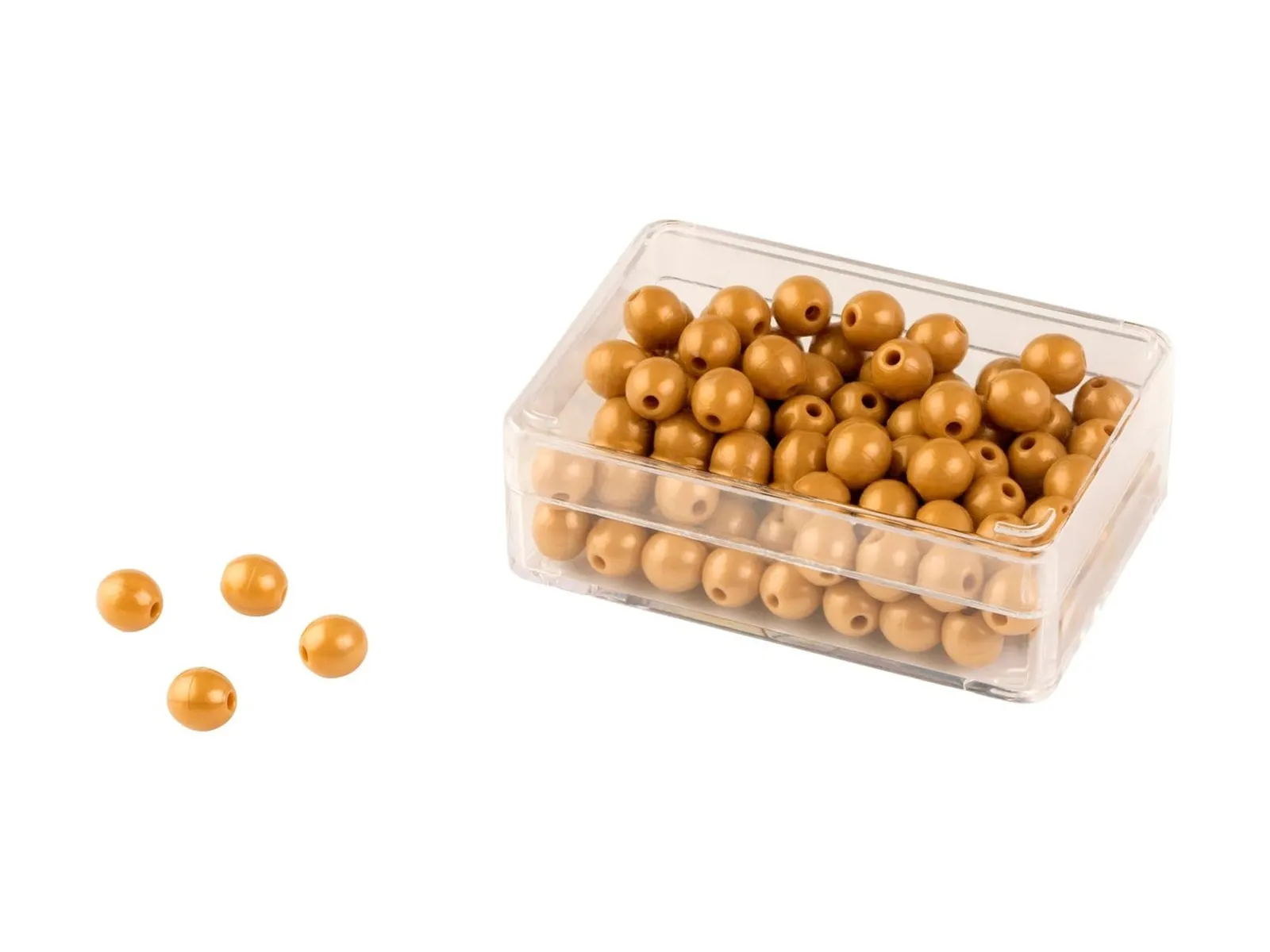 100 goldene Perleneinheiten: Einzelperlen Nylon (mit Loch): Foto des Herstellers