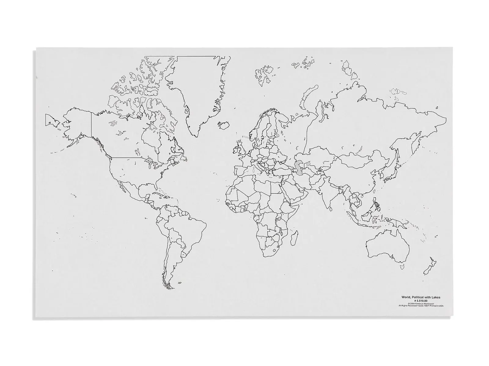 Svet: Politická mapa s jazerami (50): fotka výrobcu