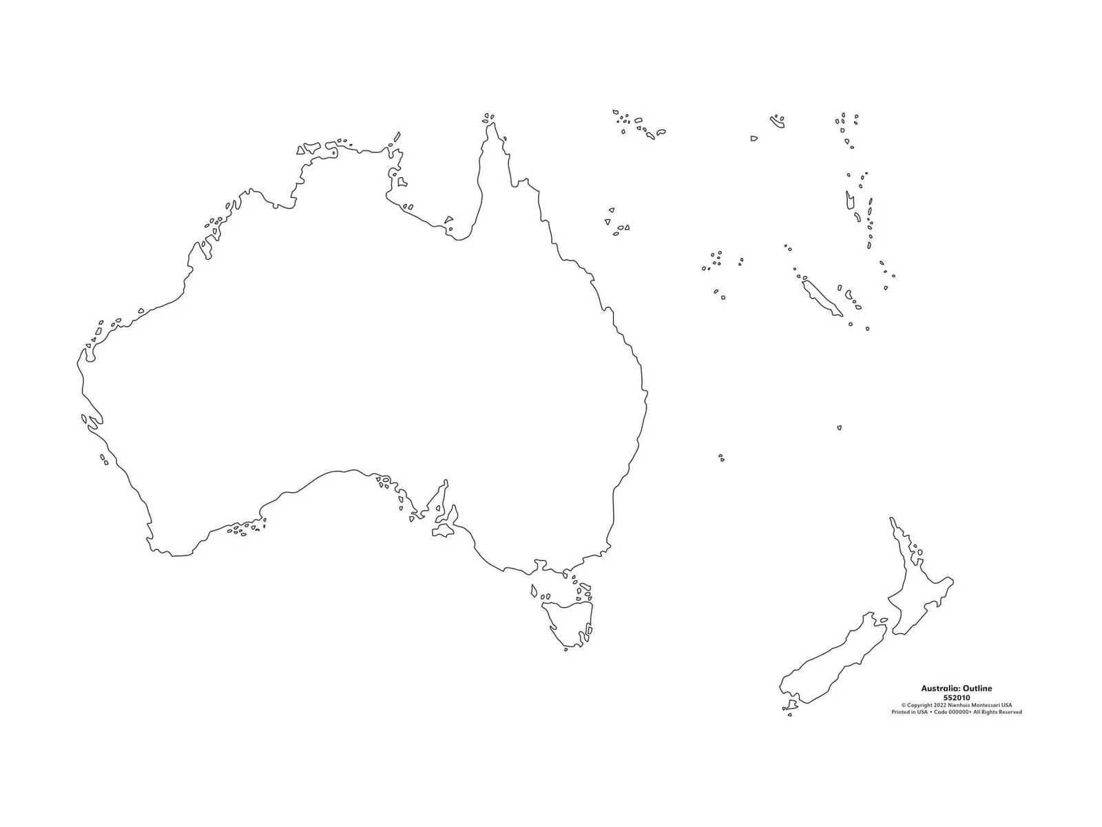 Austrálie: Obrysová mapa: Označená kontrolní: fotka výrobce