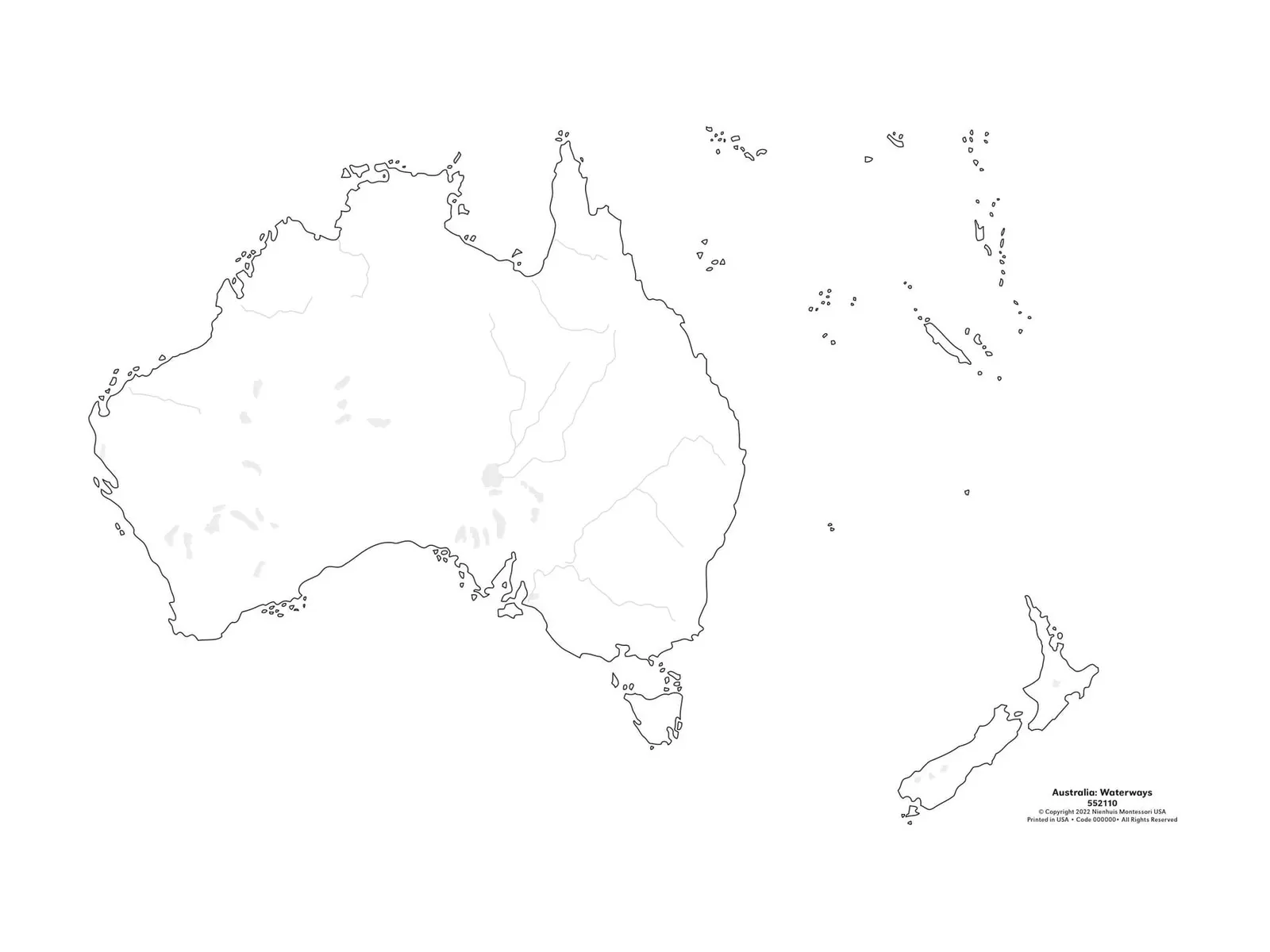 Austrálie: Mapa vodních toků: Označená kontrolní: fotka výrobce