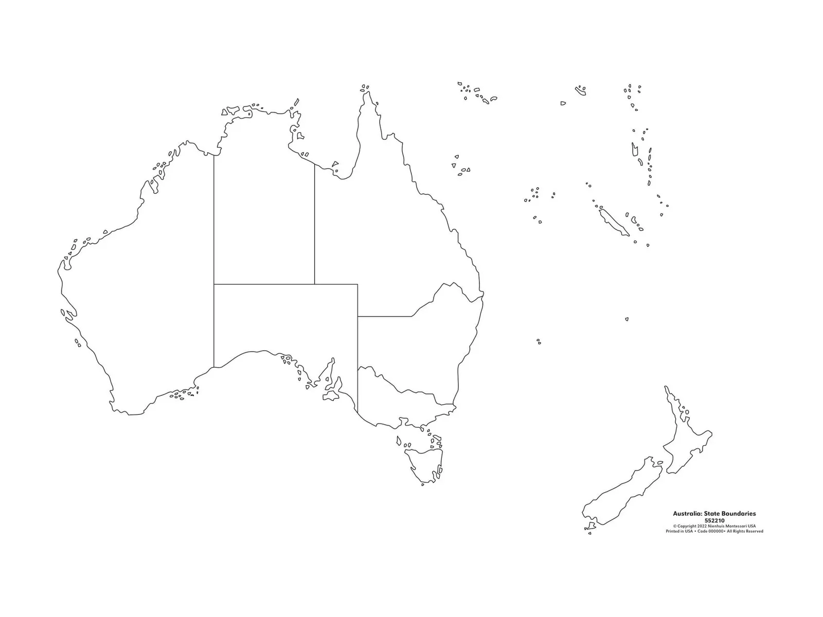 Austrálie: Mapa státních hranic: Označená kontrolní: fotka výrobce