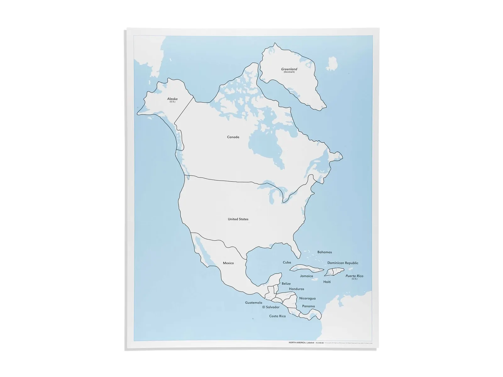 Kontrolní mapa Severní Ameriky: s popisky: fotka výrobce