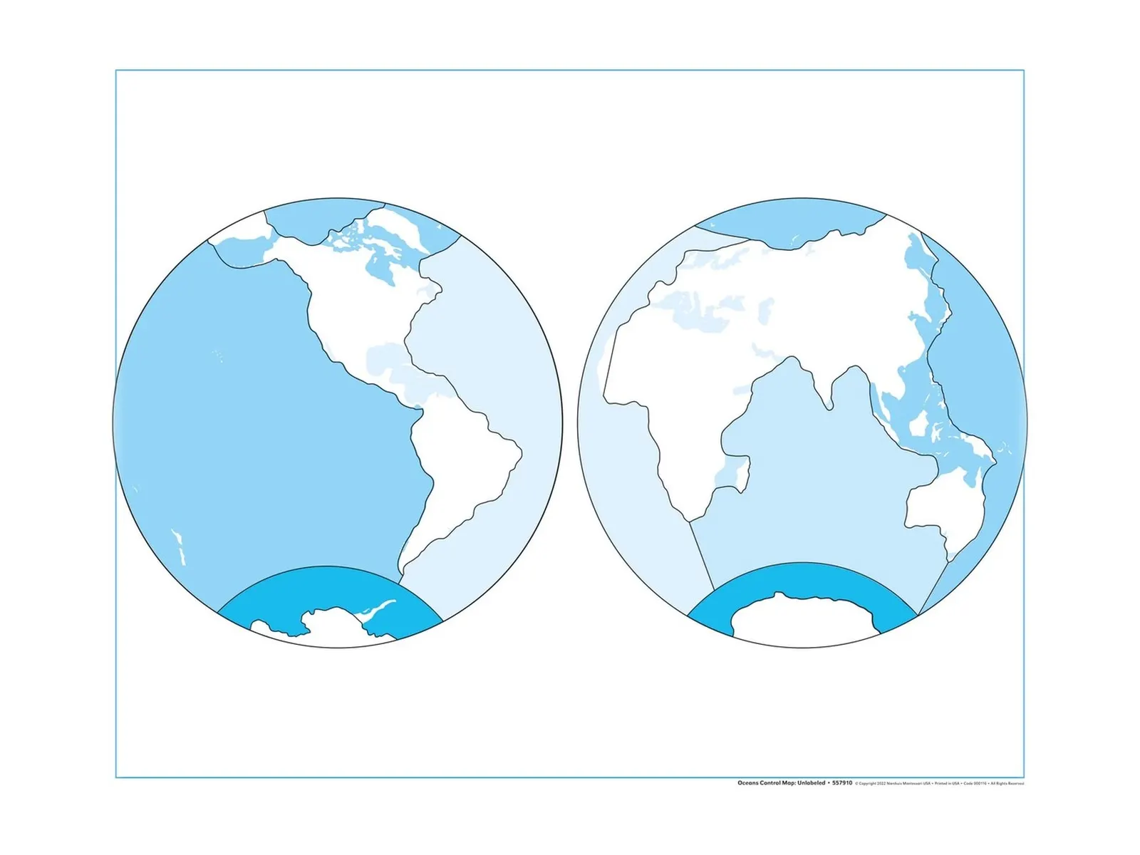 Kontrolní mapa oceánů: bez popisků: fotka výrobce