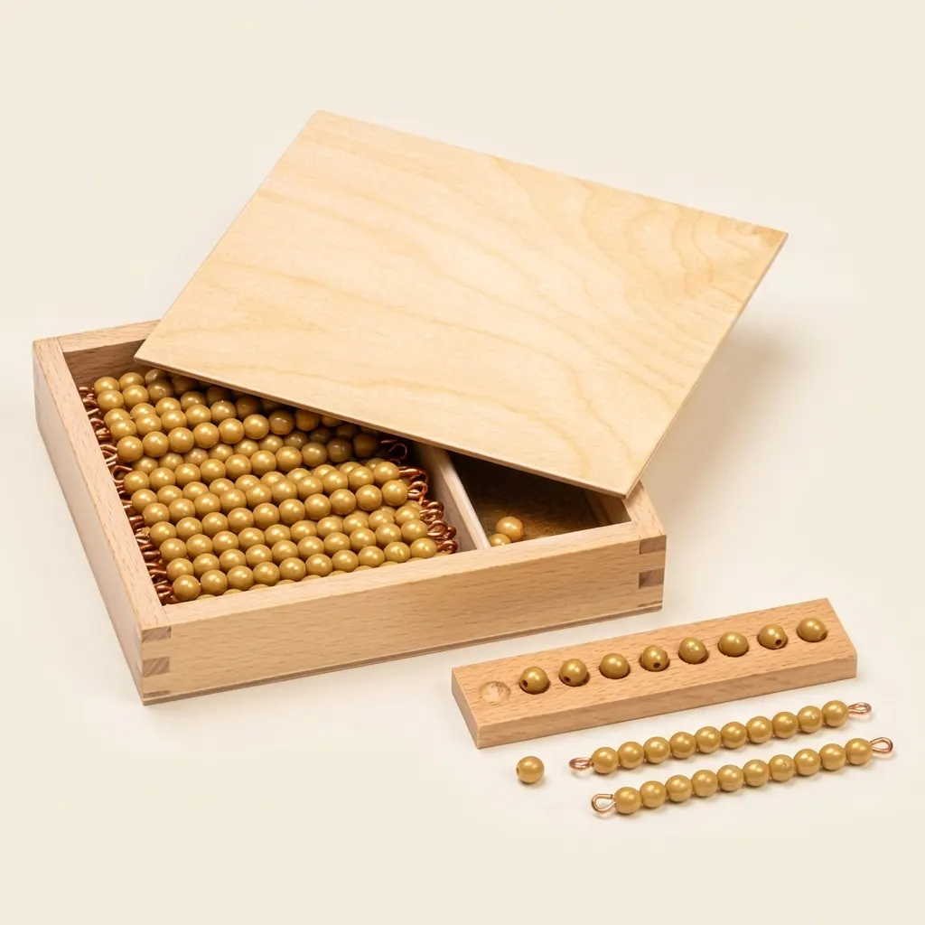 Box desítek: jednotlivé nylonové korálky pro desítkovou soustavu - Montessori Material | Faborino