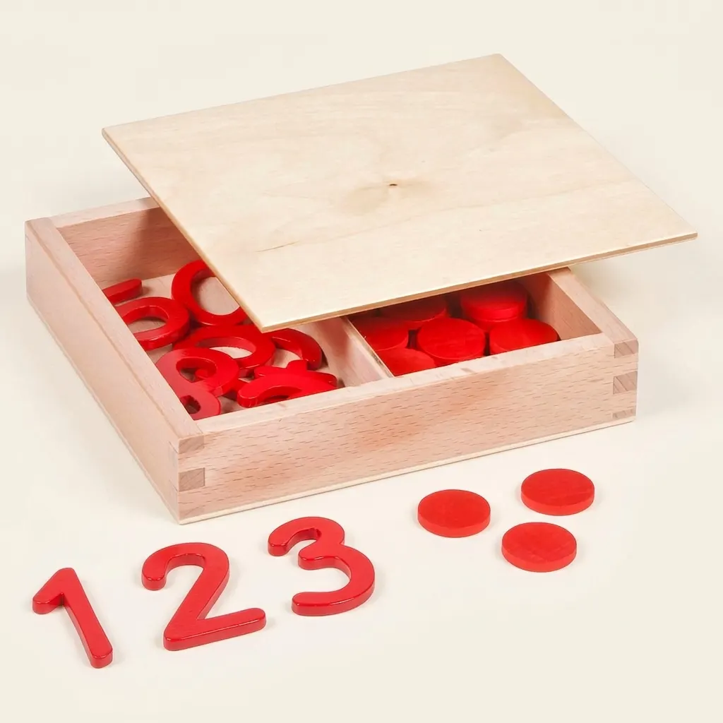 Vyřezávané číslice a počítadla: Mezinárodní verze - Montessori Material | Faborino