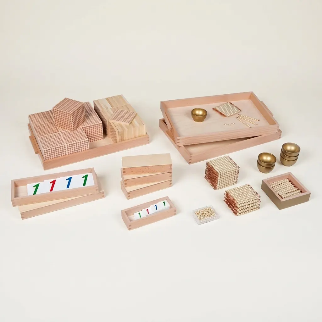 Zlatý korálkový materiál: jednotlivé skleněné korálky - Montessori Material | Faborino