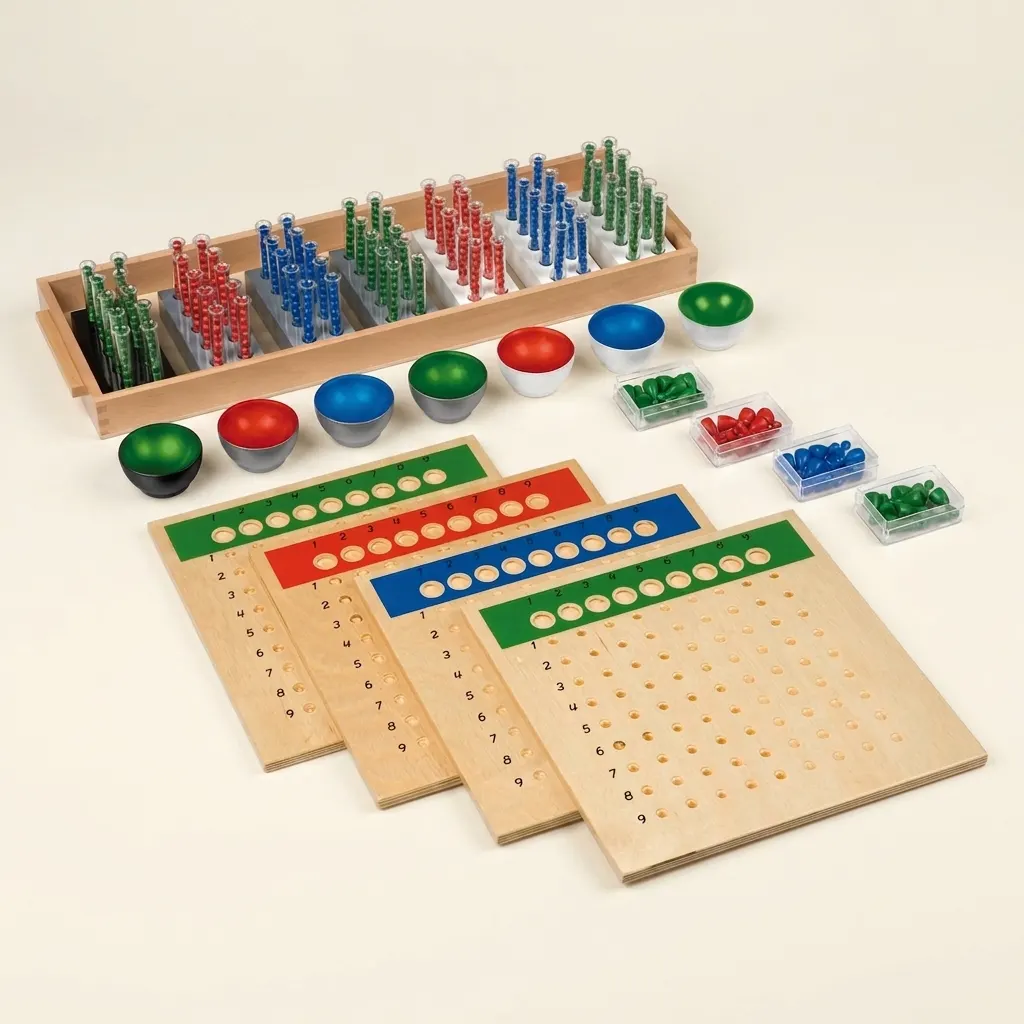 Dlouhé dělení: matematický materiál - Montessori Material | Faborino