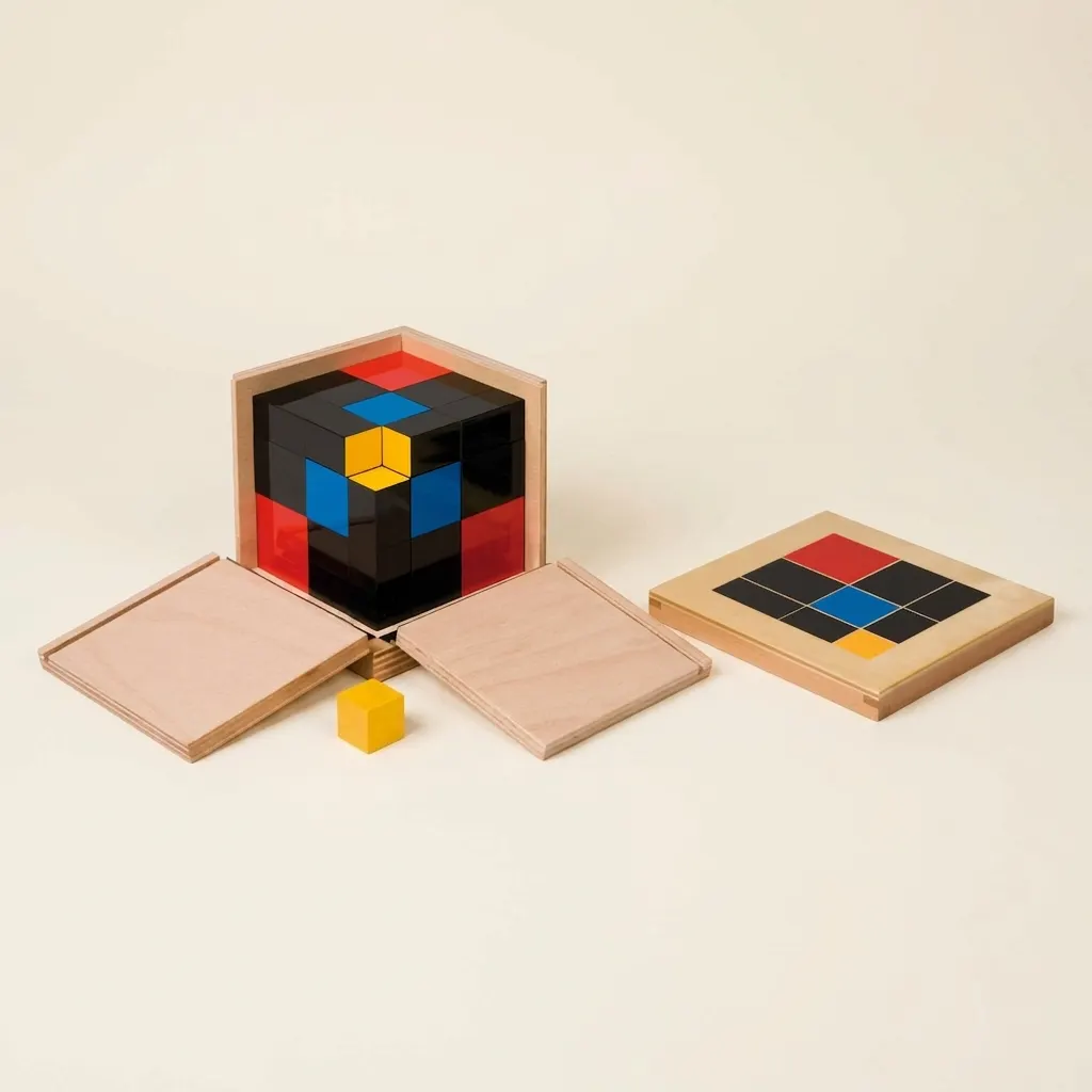 Trinomiální kostka: Úvod do algebraických vzorců prostřednictvím manipulace - Montessori Material | Faborino