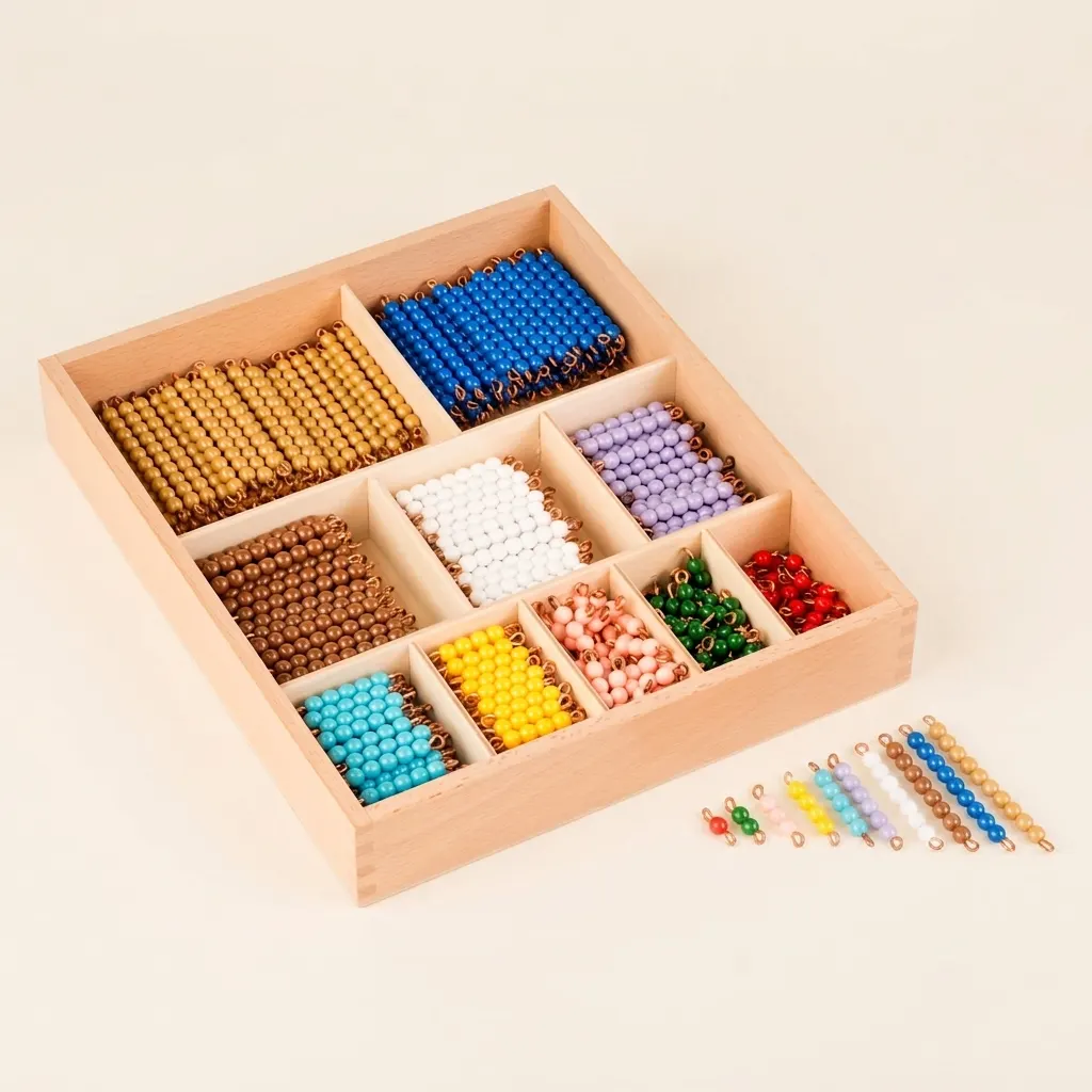 Dekanomiální korálky: Kompletní sada nylonových korálků 1-10 - Montessori Material | Faborino