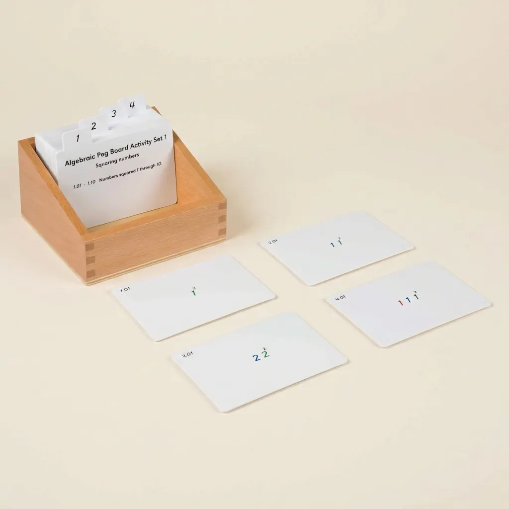 Sada aktivit pro algebraickou kolíkovou tabuli: 1 - Montessori Material | Faborino