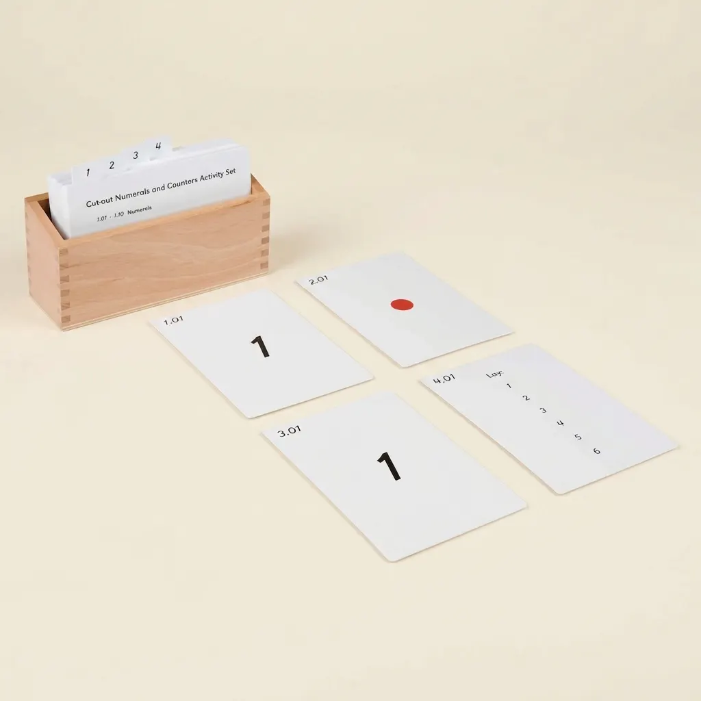 Sada aktivit s vyřezávanými číslicemi a počítadly - Montessori Material | Faborino