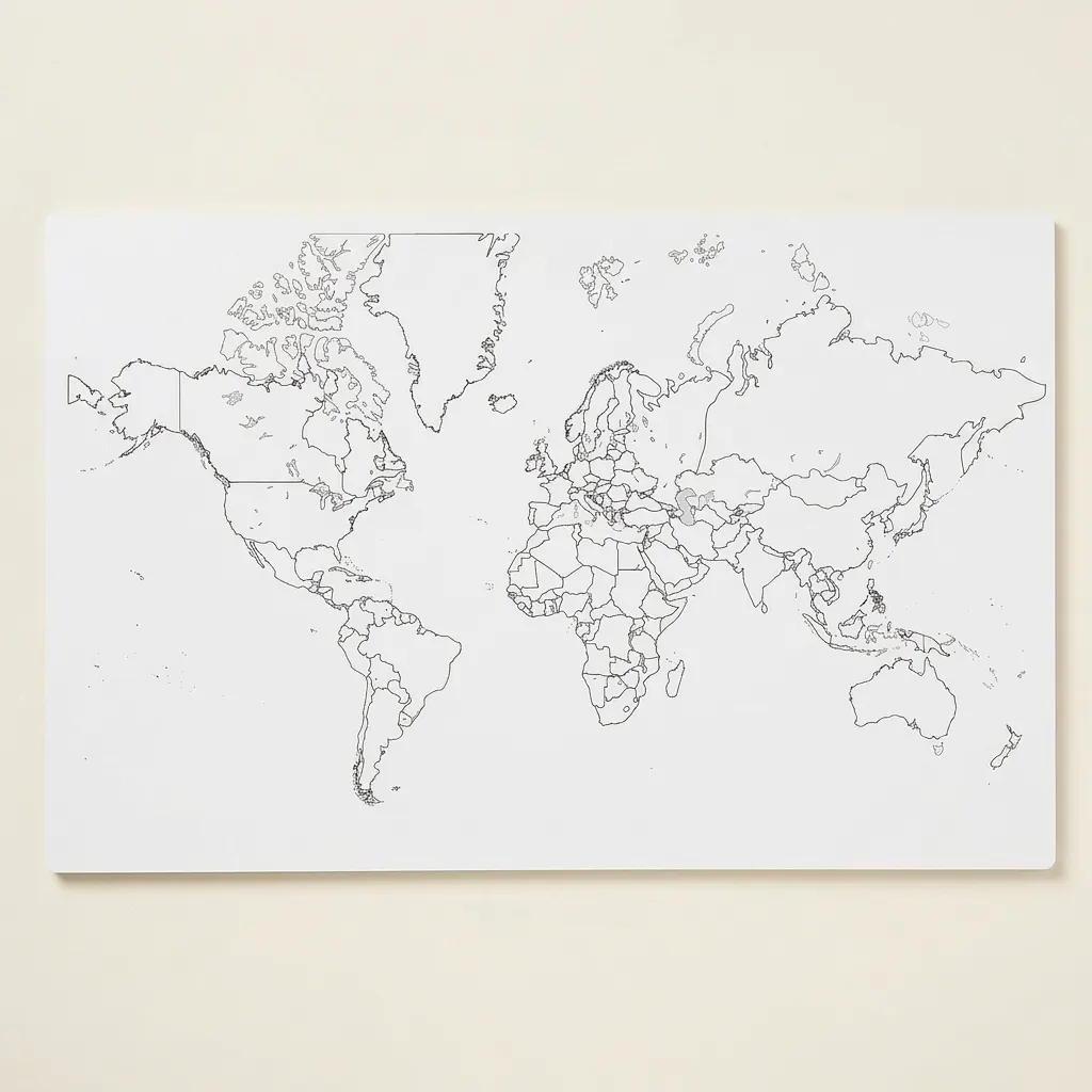 Svět: Politická mapa s jezery (50) - Montessori Material | Faborino