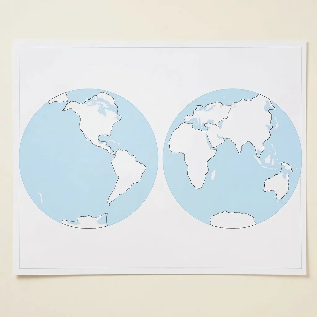 Kontrolní mapa světa: Bez popisků - Montessori Material | Faborino