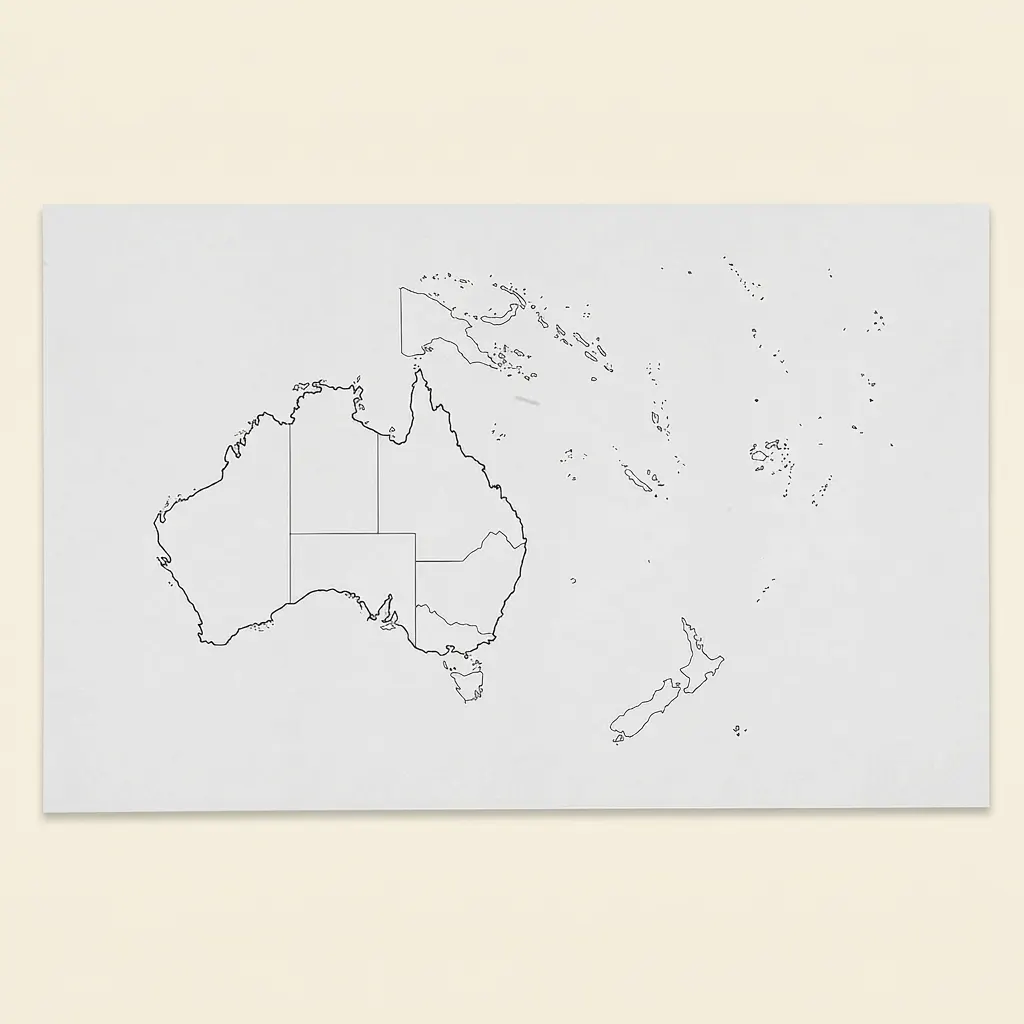 Austrálie: Mapy státních hranic: Balení 50 ks - Montessori Material | Faborino