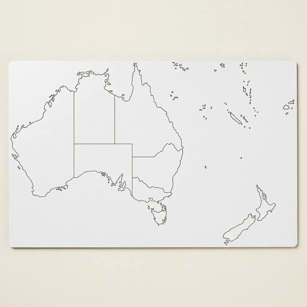 Austrálie: Mapa státních hranic: Označená kontrolní