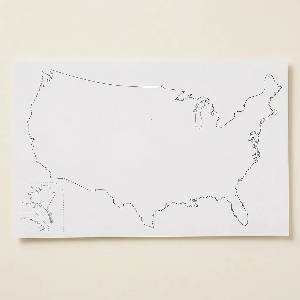 Spojené státy: Obrysová mapa (50) - Montessori Material | Faborino