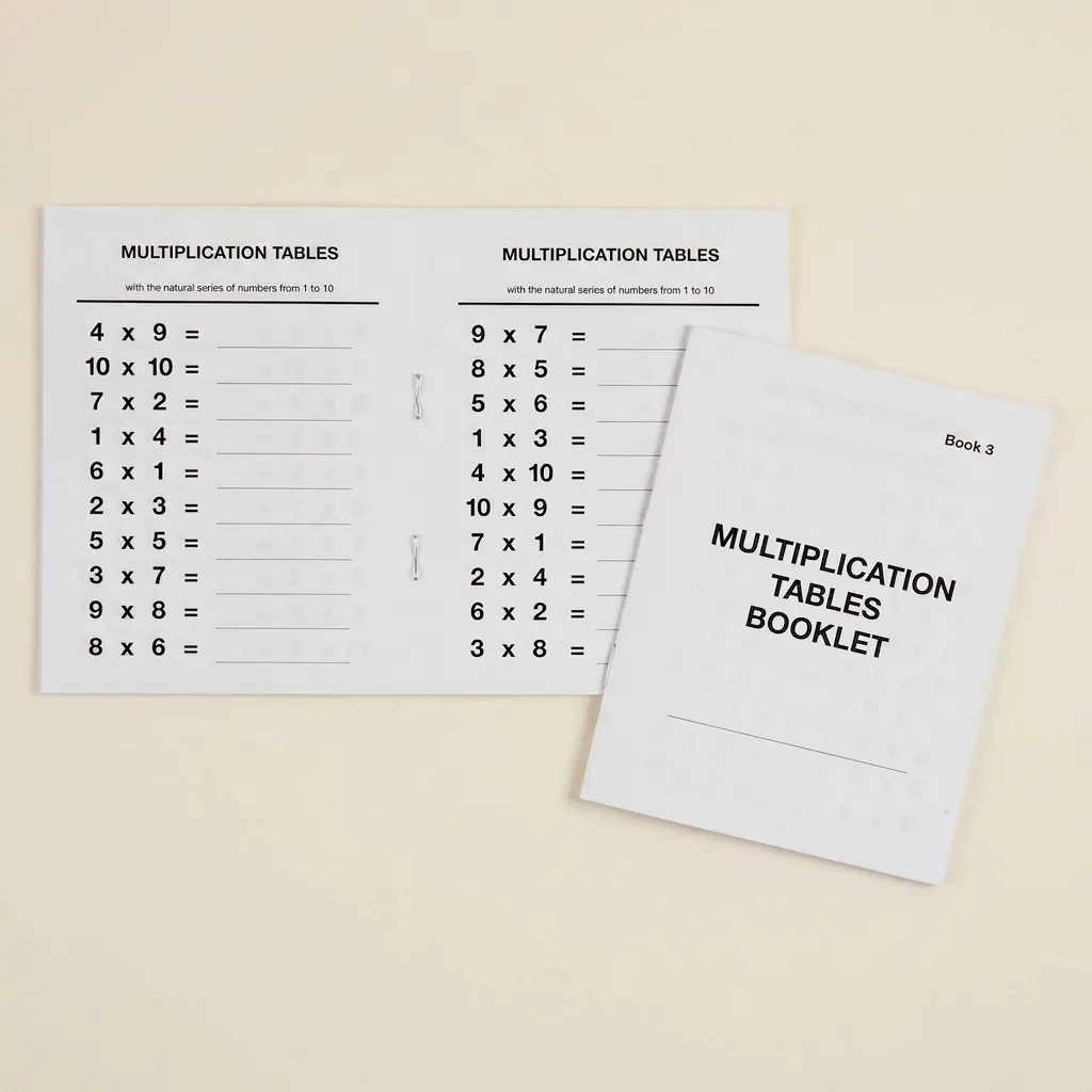 Sešit tabulek násobení: 3 - Montessori Material | Faborino