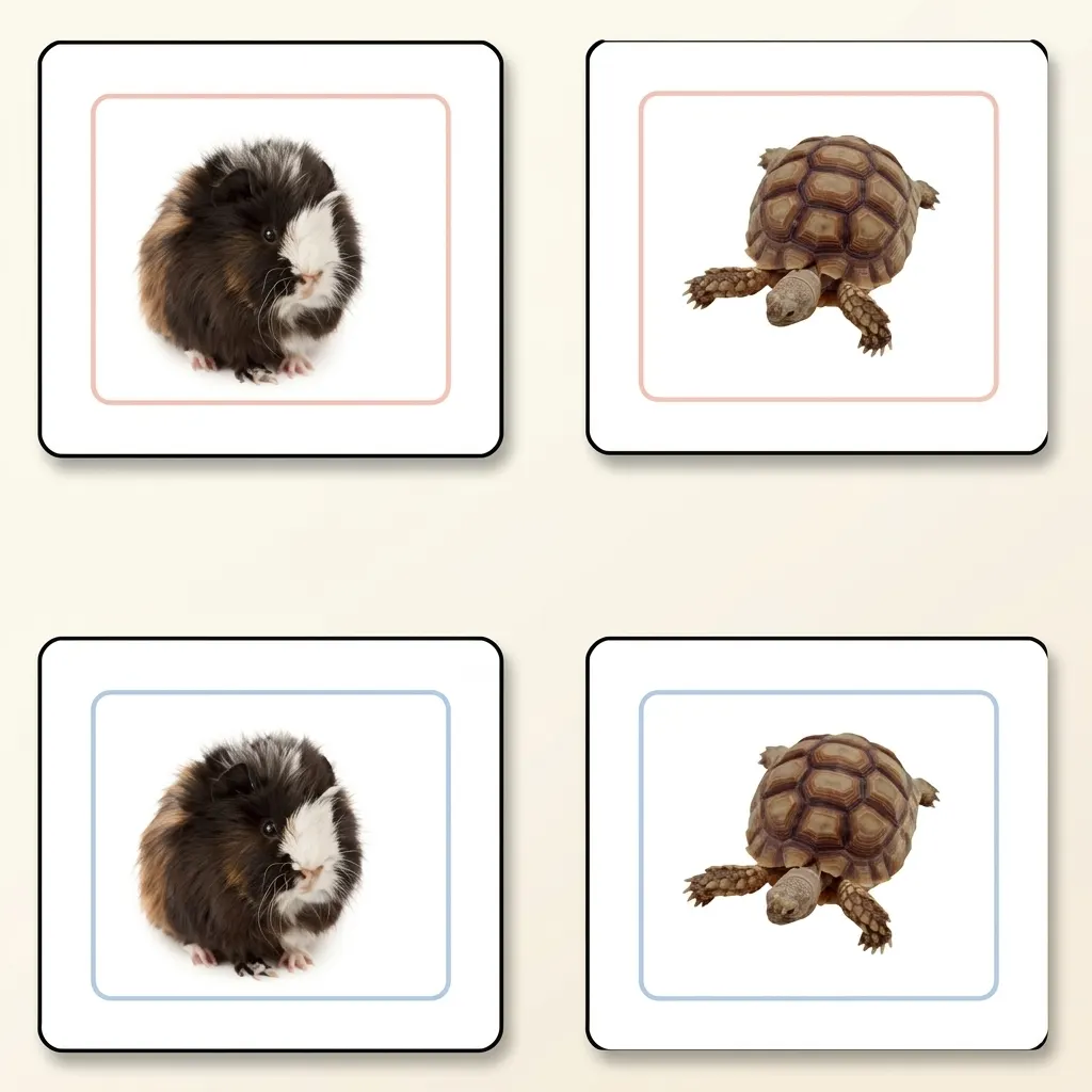 Priraďovacie karty domácich zvierat - Montessori Material | Faborino