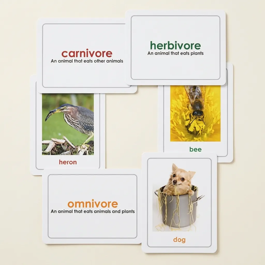 Mäsožravce, bylinožravce a všežravce - Montessori Material | Faborino