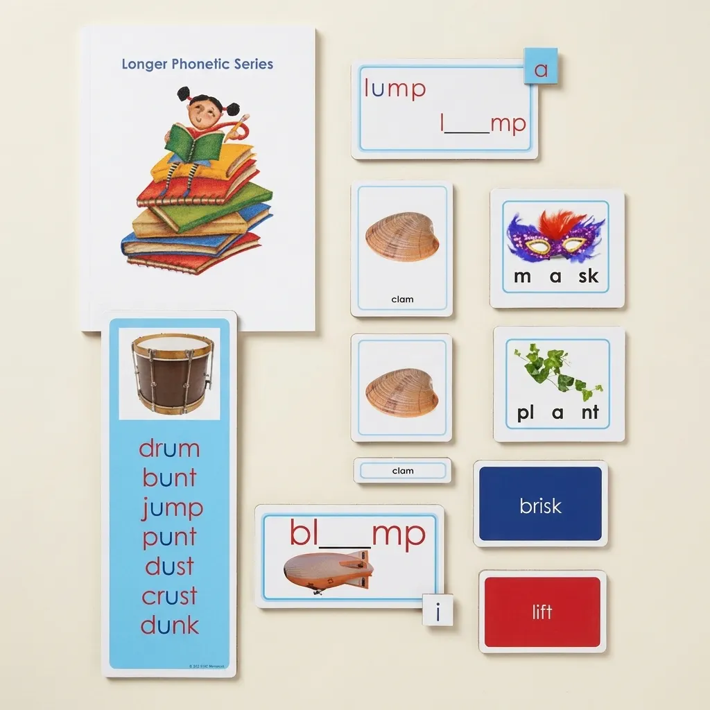 Modrá fonetická série: delší slova a složité kombinace - Montessori Material | Faborino