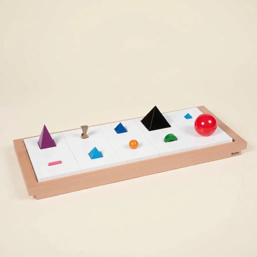 3D dřevěné gramatické symboly: Sada 10 ks s podnosem: Montessori pomůcka | Faborino