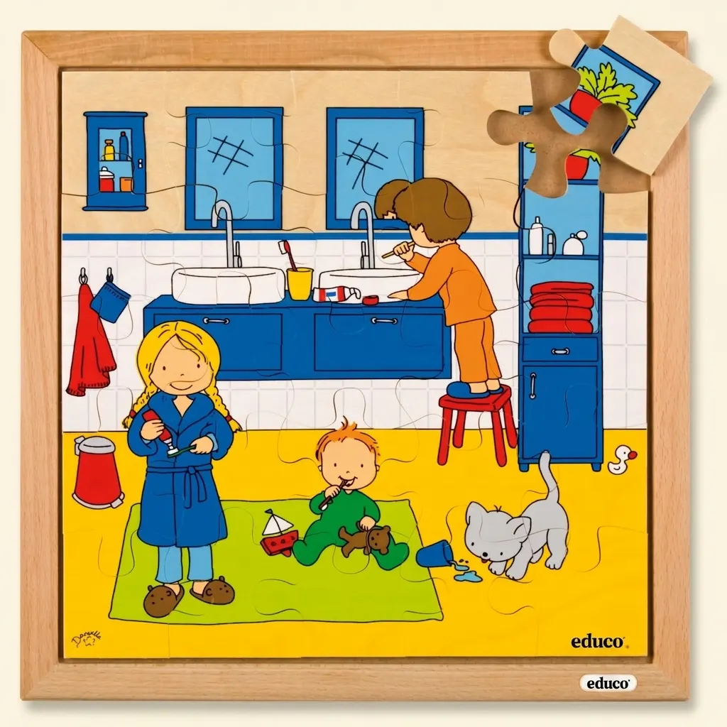 Puzzle čištění zubů: 25-dílné puzzle o hygieně - Montessori Material | Faborino