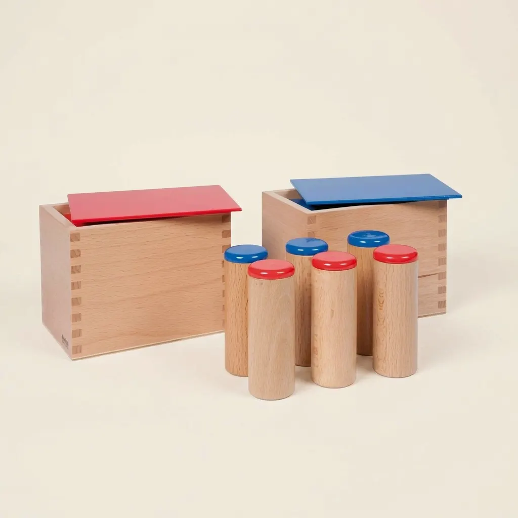 Zvukové krabičky: párové válečky pro trénink sluchového rozlišování - Montessori Material | Faborino