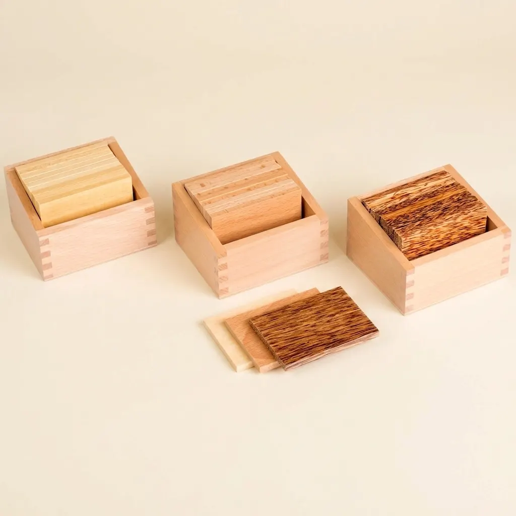 Barické destičky: rozpoznávání hmotnosti ve třech hustotách - Montessori Material | Faborino