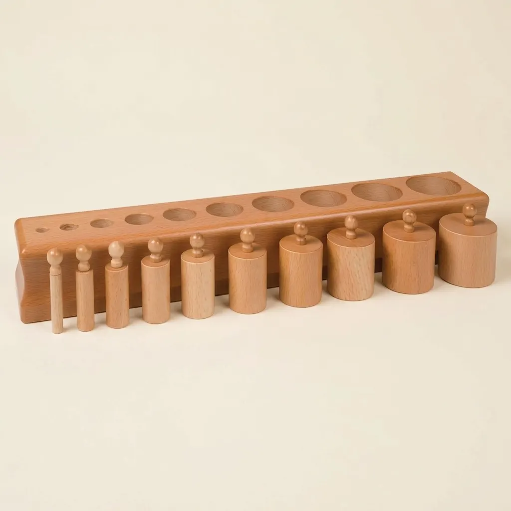 Válcový blok č. 2: měnlivý průměr, konstantní výška - Montessori Material | Faborino