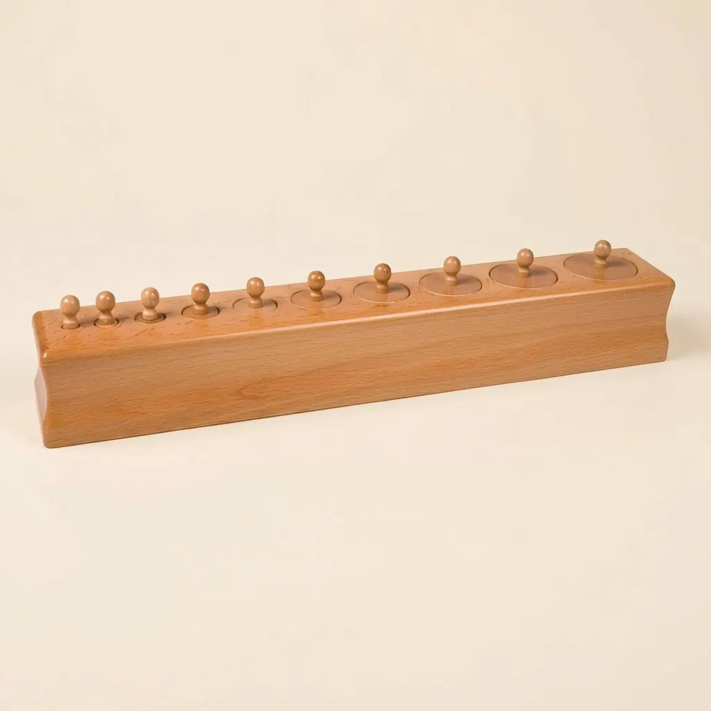 Válcový blok č. 3: klesající výška, rostoucí průměr - Montessori Material | Faborino