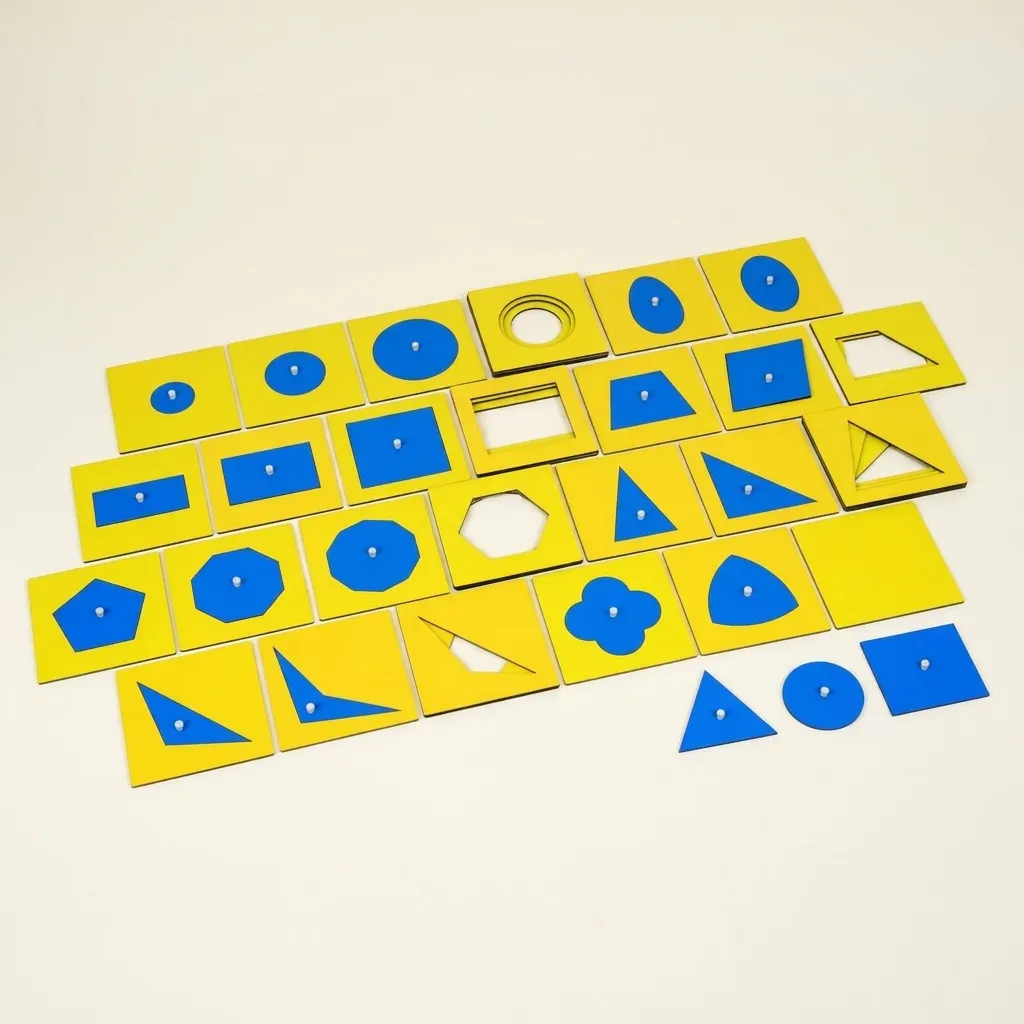 Karty ke geometrické skříňce: 35 modrých tvarových karet - Montessori Material | Faborino