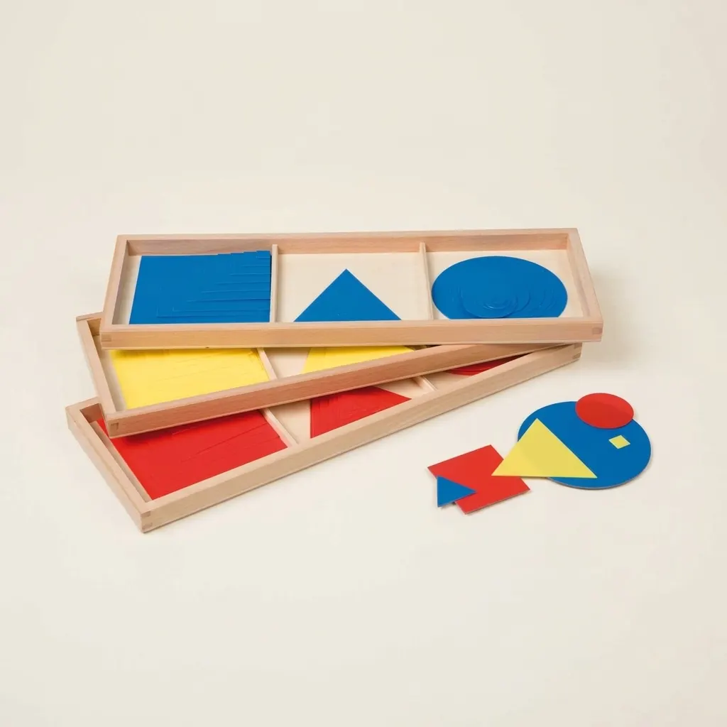 Kruhy, čtverce a trojúhelníky - Montessori Material | Faborino