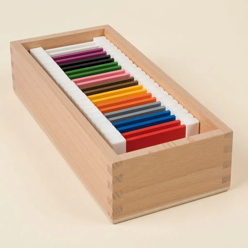 Druhý box barevných destičkek: Jedenáct párů zářivých barev - Montessori Material | Faborino