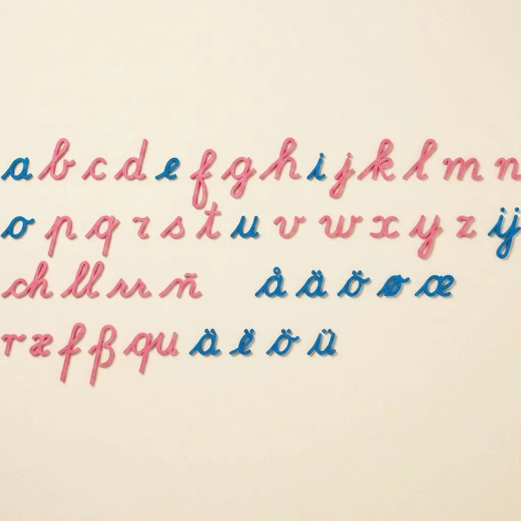 Dřevěná pohyblivá abeceda: Mezinárodní psací - Montessori Material | Faborino