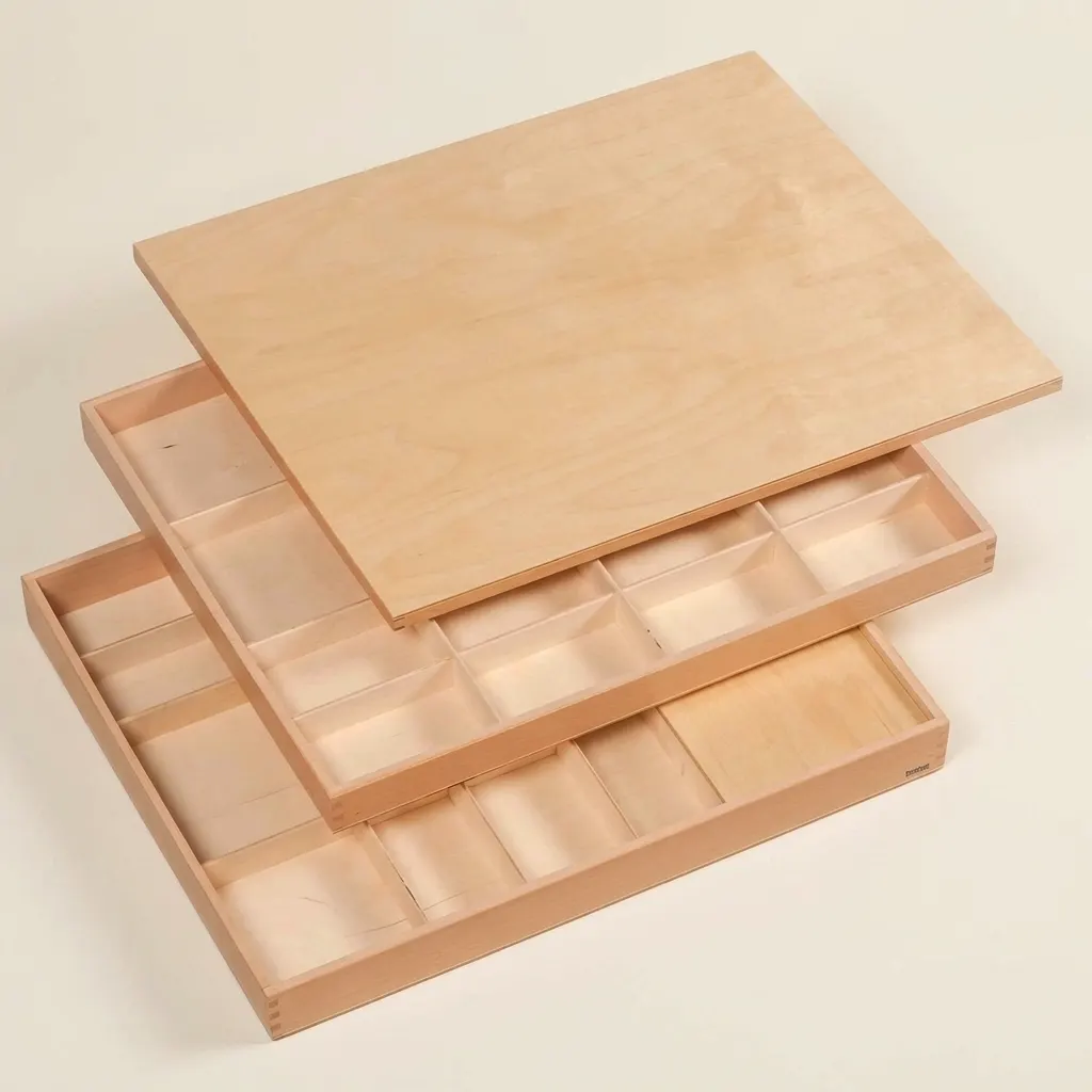 Velký box s pohyblivou abecedou: třípatrové úložiště pro celou sadu - Montessori Material | Faborino