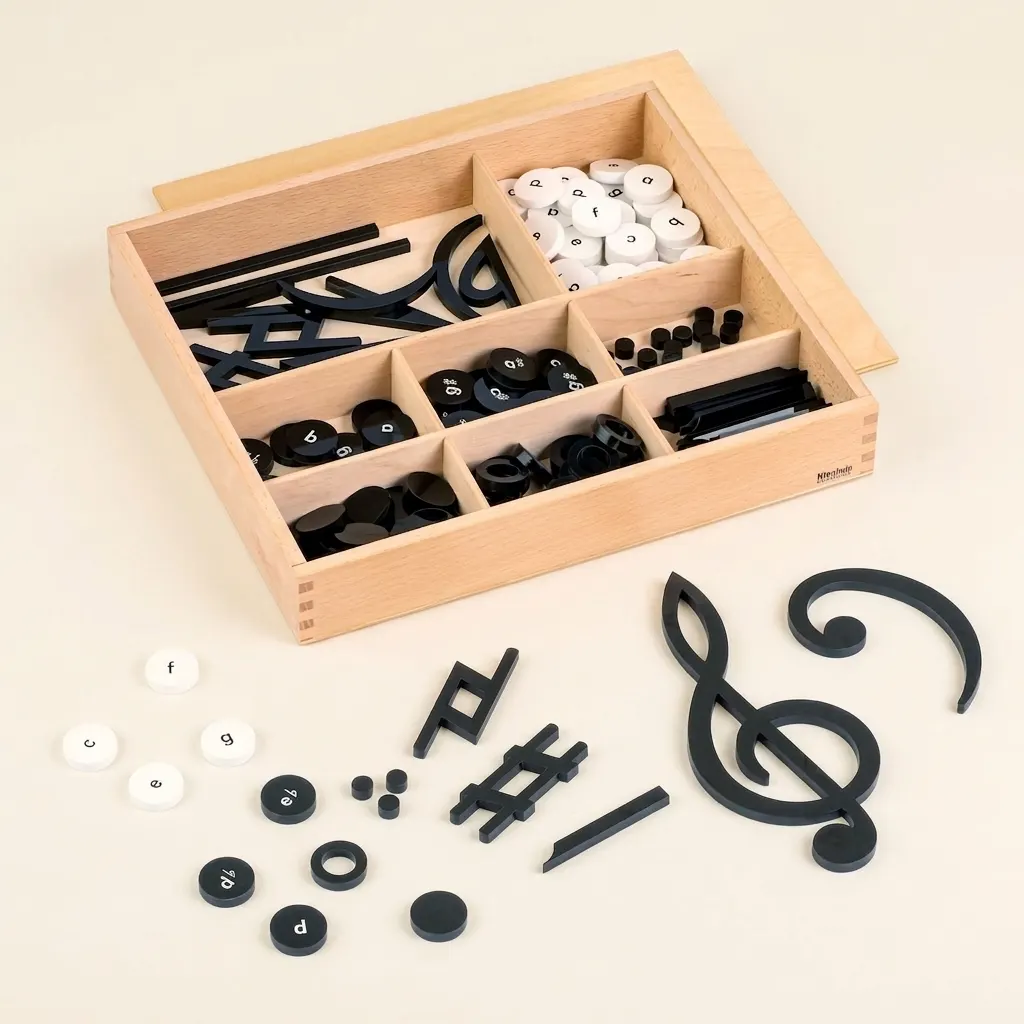 Hudební znaky a noty ke zvonečkům - Montessori Material | Faborino