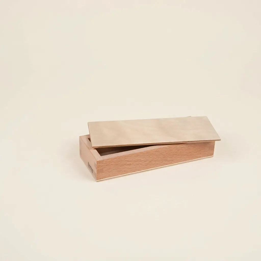 Malý box na číselné kartičky: Bukové dřevo s posuvným víkem - Montessori Material | Faborino