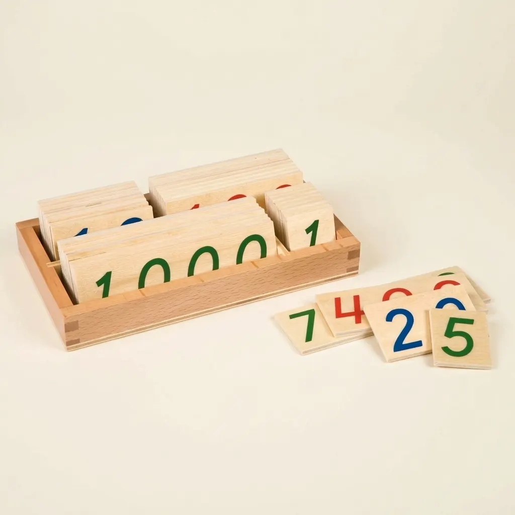 Malé číselné karty 1-9000: Dřevo - Montessori Material | Faborino
