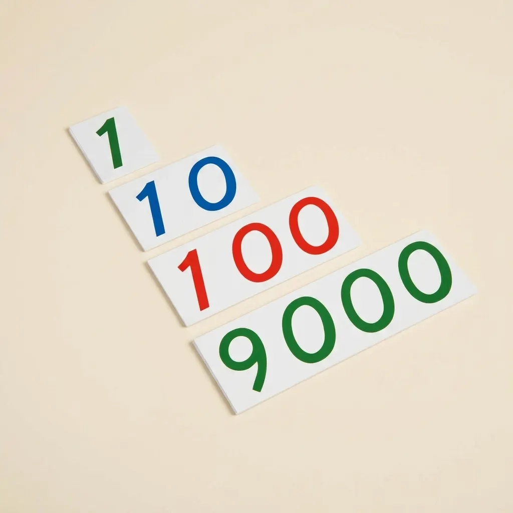 Velké číselné karty 1-9000: Plast - Montessori Material | Faborino