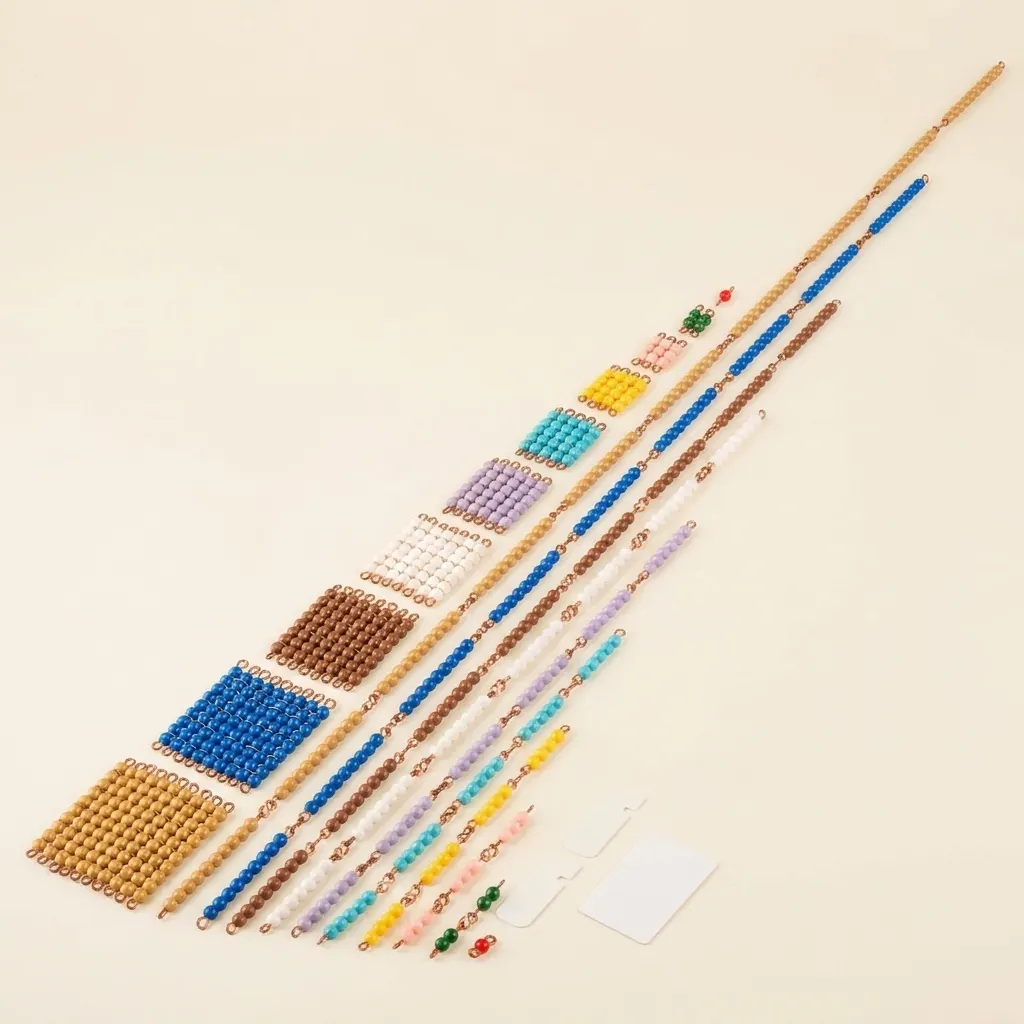 Krátké řetězy korálků: jednotlivé korálky nylonové - Montessori Material | Faborino