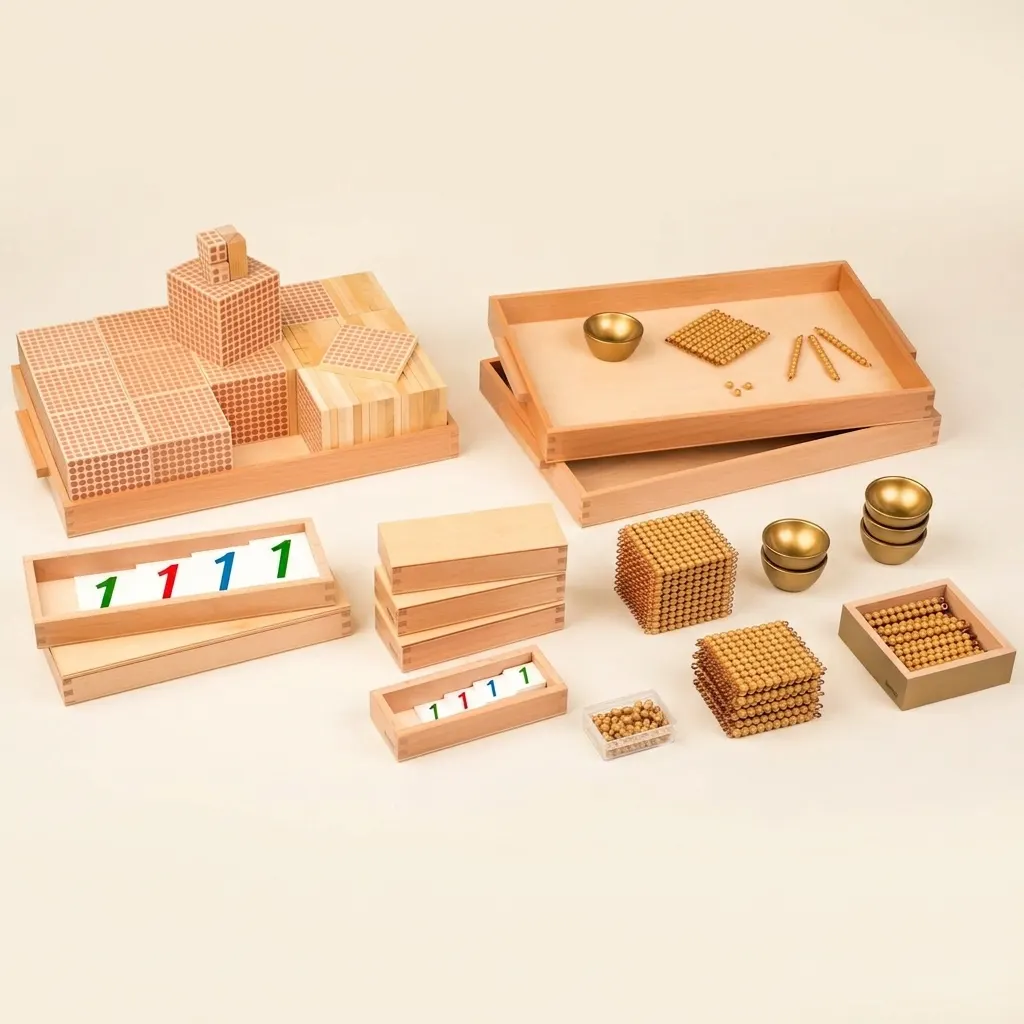 Zlatý korálkový materiál: jednotlivé nylonové korálky - Montessori Material | Faborino