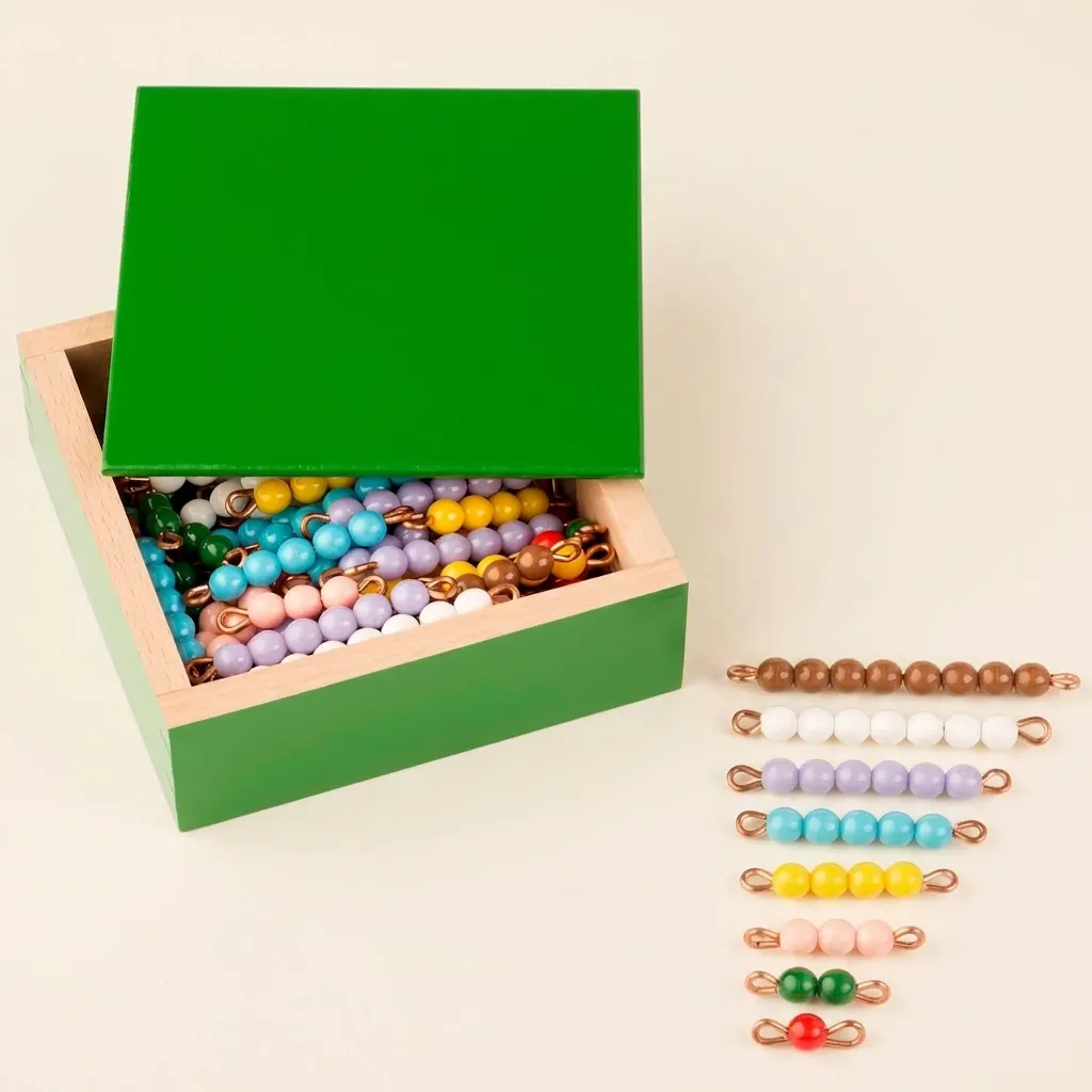 Barevné korálkové schody: 10 kompletních souprav s jednotlivými korálky - Montessori Material | Faborino