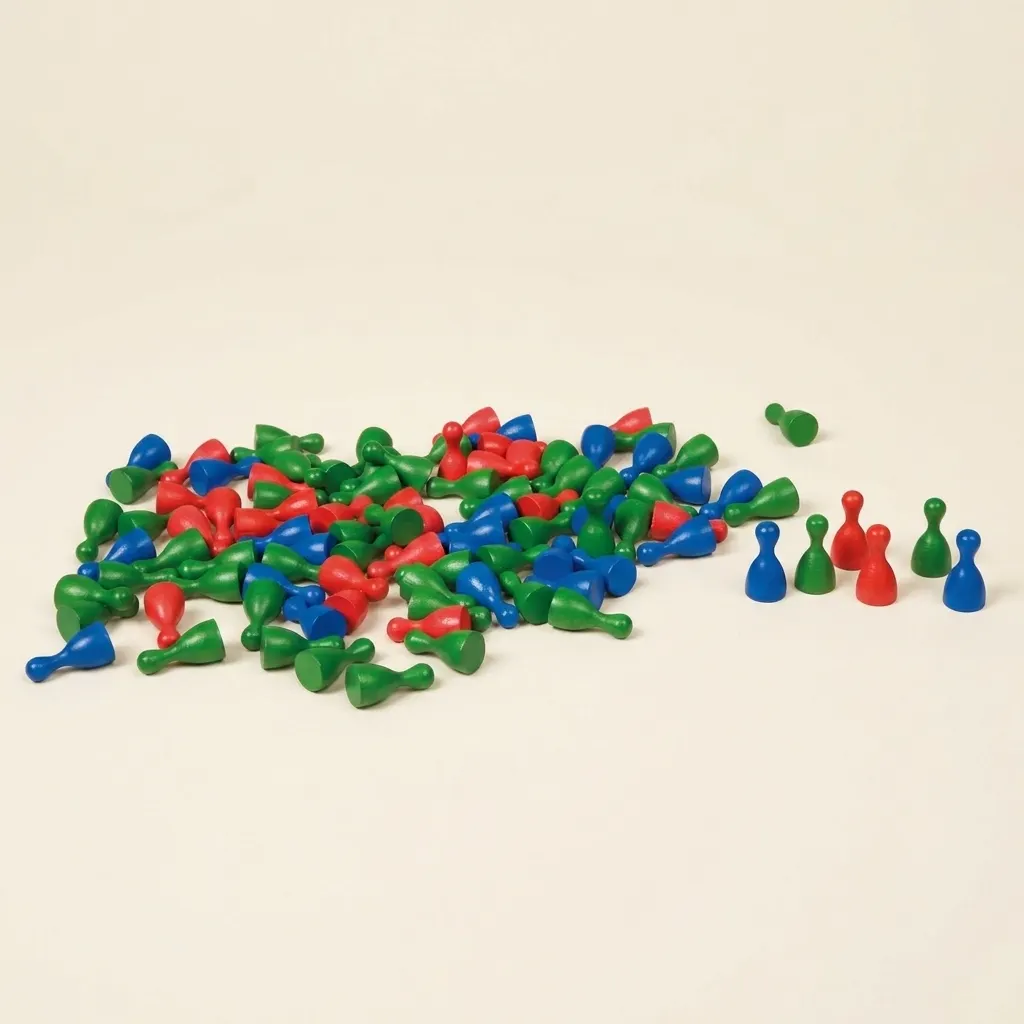 Malé kuželky: zelené, modré, červené (100 ks) - Montessori Material | Faborino