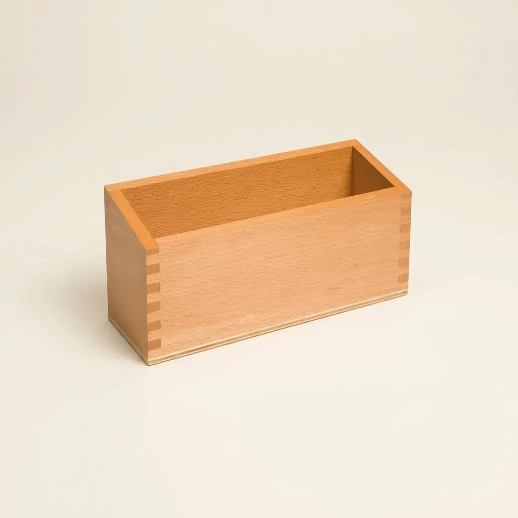 Krabice na příkazové karty: přírodní dřevo - Montessori Material | Faborino