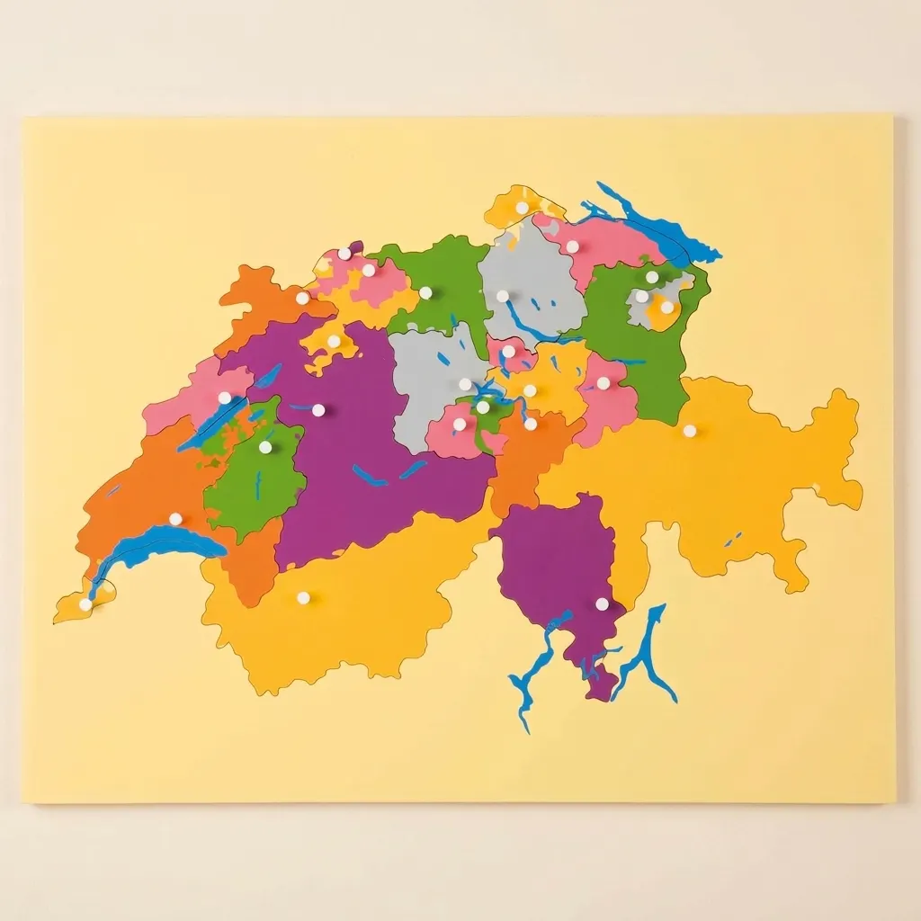 Puzzle mapa: Švýcarsko - Montessori Material | Faborino