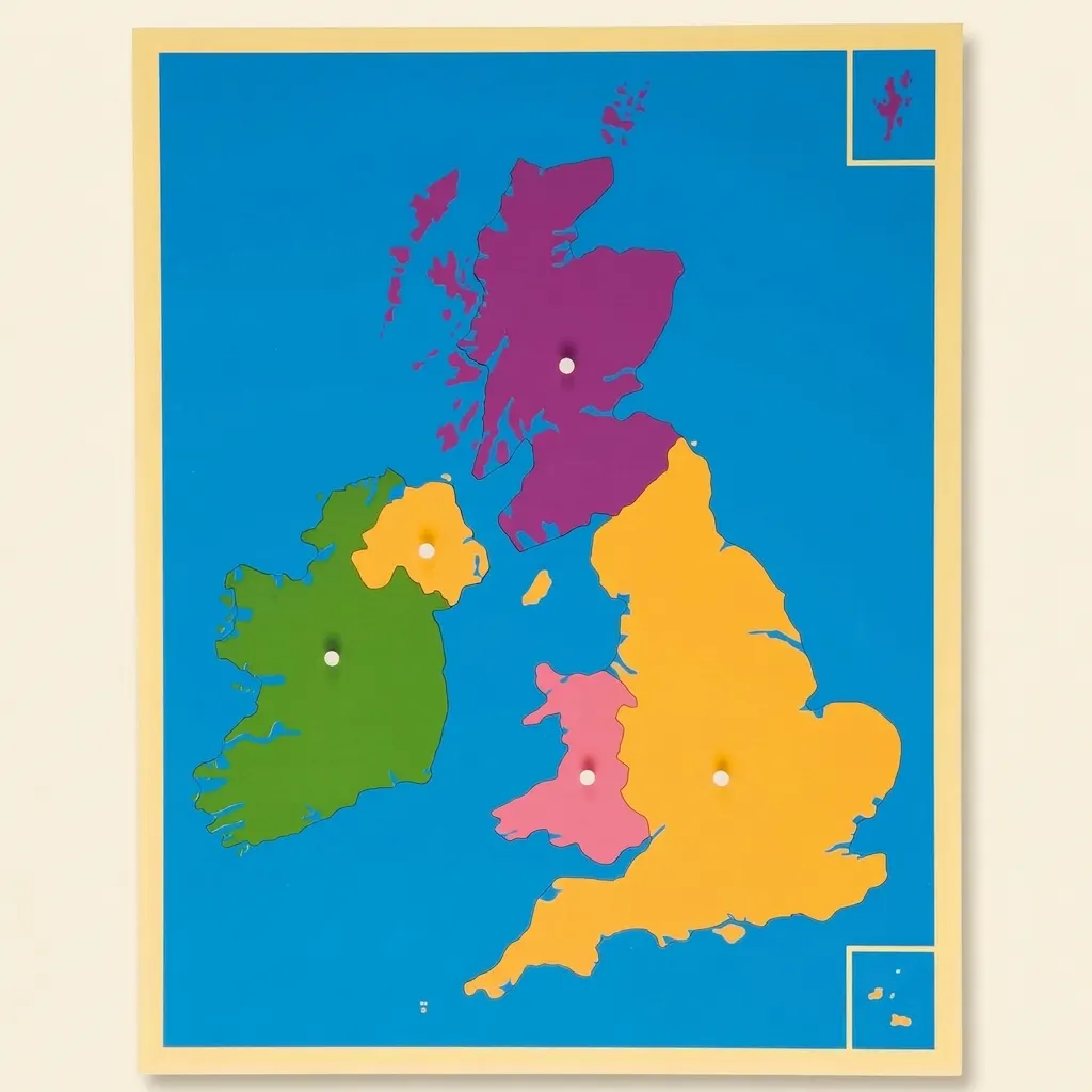 Puzzle mapa: Spojené království a Irsko - Montessori Material | Faborino