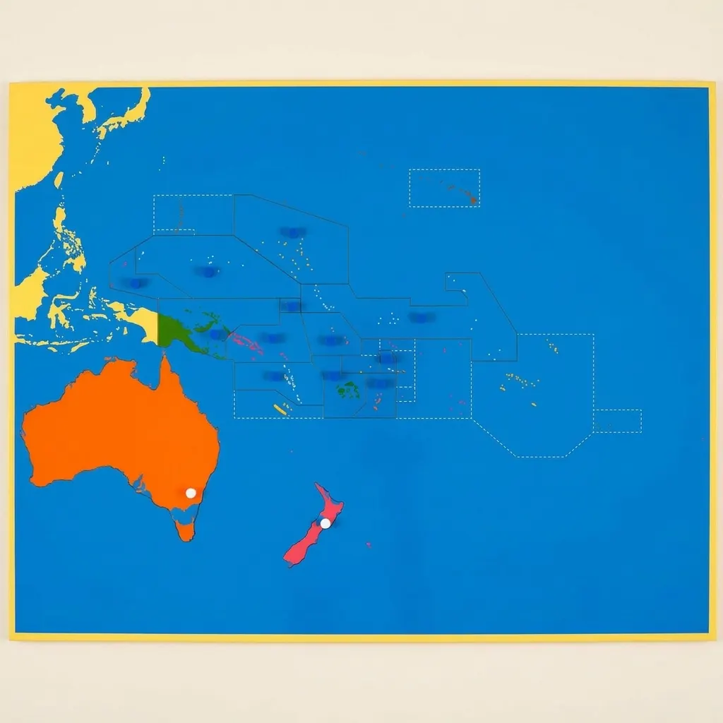 Puzzle mapa: Oceánie - Montessori Material | Faborino