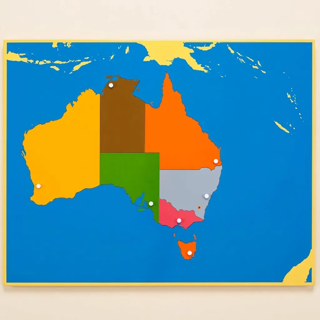 Puzzle mapa: Austrália - Montessori Material | Faborino