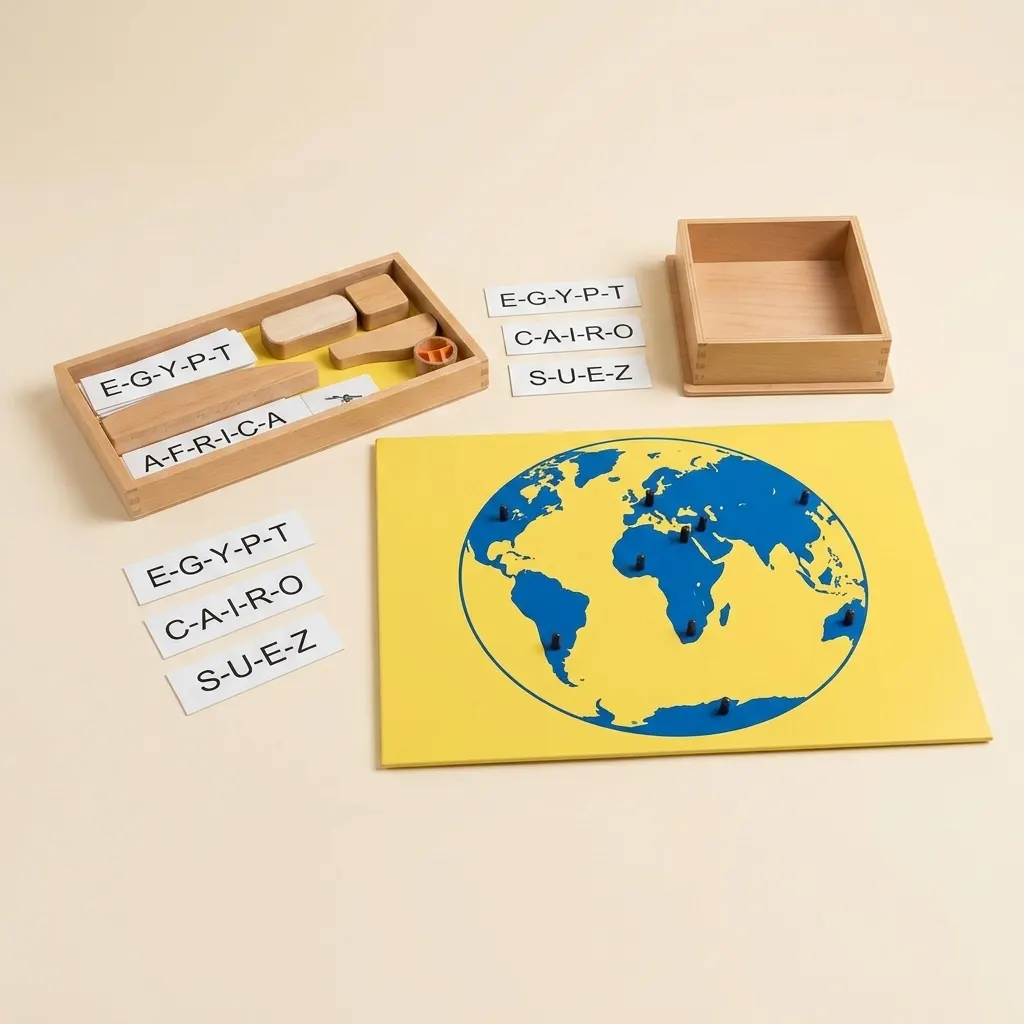Puzzle mapa oceánov - Montessori Material | Faborino